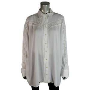 Roaman's Oversized Gauze Tunic Top Size 12W NWT